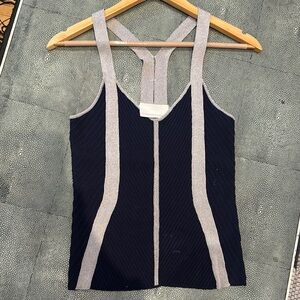 Ginger & Smart Blue Ribbed Fitted Sleeveless Tank Top